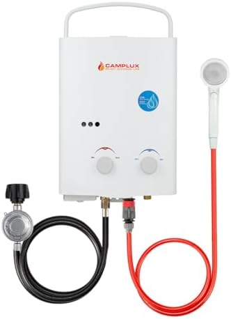 Camplux AY132 Chauffe-eau à Gaz à 5 Litres Portatif, Instantané Extérieur Chauffe Bain à Gaz, Propane ou Butane, 10kW