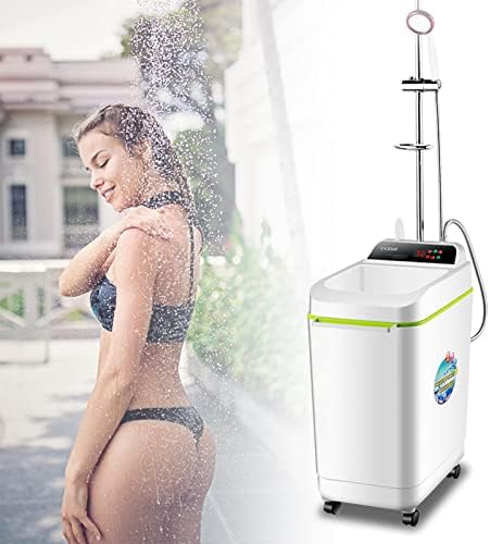 PEALOV Chauffe Eau Instantané Electrique Pour Douche,Machine De Bain Mobile,220V Chauffe-Eau Instantané Sous L’évier Machine De Bain Mobile Intelligente 2000W,avec Roues Et Pommeau De Douche,100L