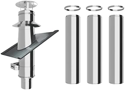 Conduit de cheminée en inox Ø 200mm – Kit complet – Conduit double paroi (Solin 5° à 30°, 4m)