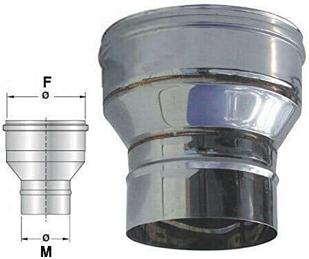 Réduction et/ou augmentation de diamètre en acier inoxydable pour conduit de cheminée (DN 150-200)