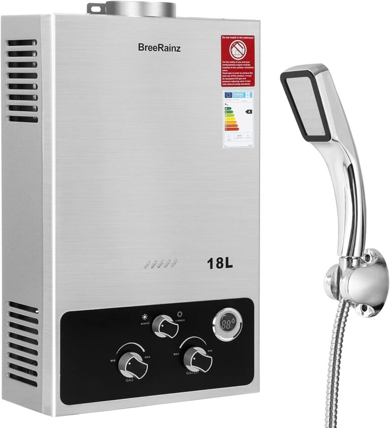 BreeRainz 18LPM Chauffe-Eau à Gaz,36KW Chauffe-Eau à Gaz Instantané Propane Butane,Pression d’eau de Démarrage Super Basse,pour Maison,Camping-car