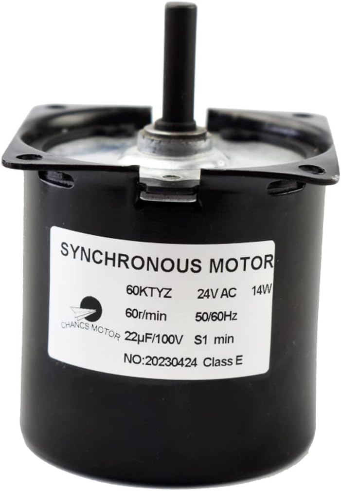 CHANCS 60KTYZ Motoréducteur synchrone à aimants permanents 24V AC 14W 60RPM CW/CCW Mini réducteur électrique pour équipement de barbecue