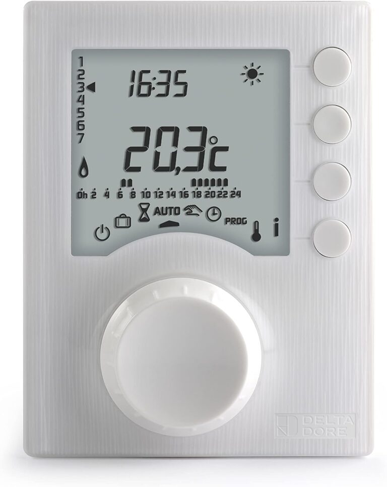 Delta Dore Thermostat filaire programmable Tybox 1117 pour chaudières, pompes à chaleur et poêles à bois. Programmation | Gestion du chauffage – 6053005, Blanc, Taille unique