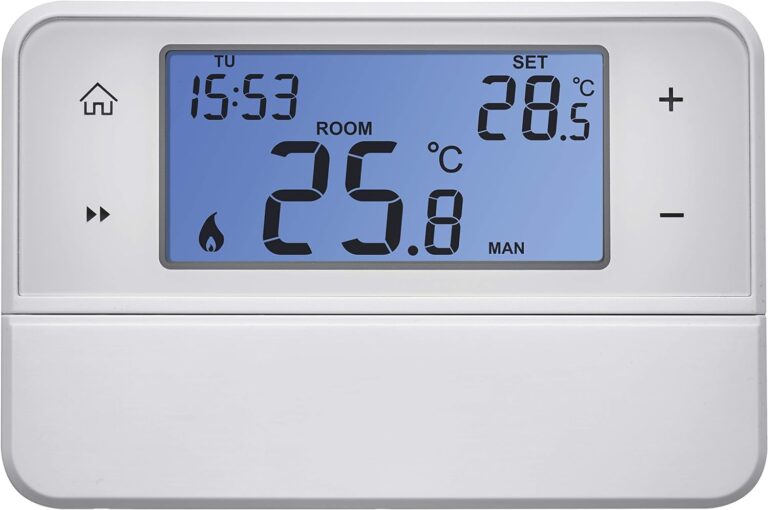 Emos Thermostat d’ambiance numérique avec prise en charge OpenTherm – Thermostat programmable, filaire, montage en surface, blanc, 12,6 x 8,4 x 2,6 cm