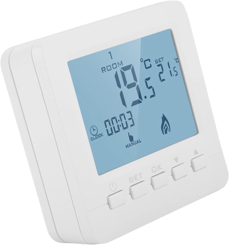 FTVOGUE Thermostat de Chauffage Écran LCD Intelligent Régulateur de Température Ambiante Programmable pour Maison Chaudière à Murale au Sol