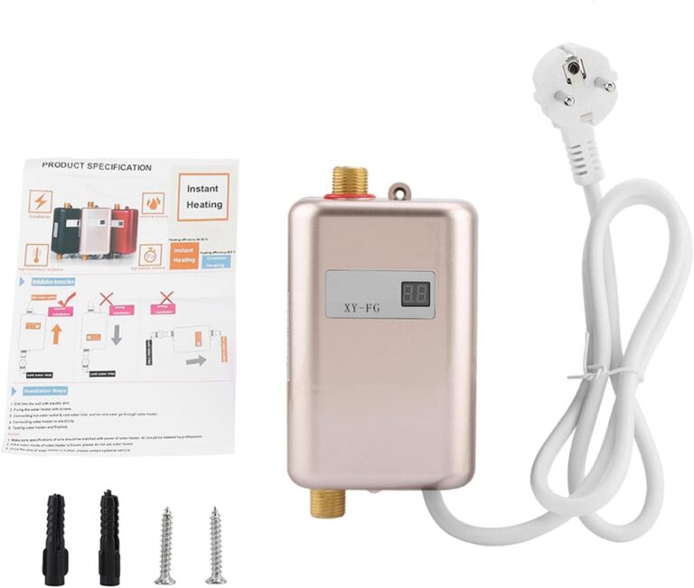 Mini chauffe-eau instantané électrique sans réservoir, 220V 3800W sans salle de bains Cuisine Chauffe-eau (d’or)