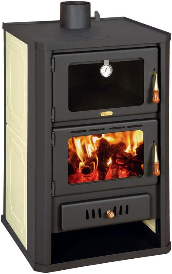 Poêle Combustion Bois 5+15 kW Cuisinière Arrière Chaudière Foyer Cheminee