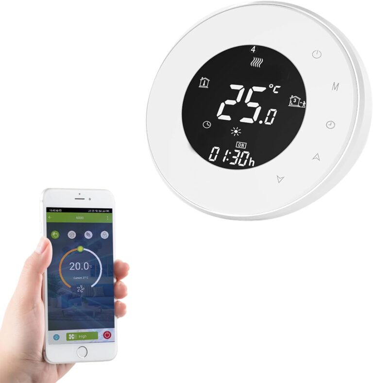 Qiumi Rond Thermostat WiFi régulateur de température pour Plancher Chauffant électrique Fonctionne avec Amazon Alexa Google Home IFTTT 16A 95~240V