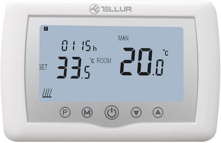 TELLUR Smart Thermostat Connectée Alexa, WiFi, Programmable, Télécommande par App et Internet, Sécurité Enfant, Fonctionne avec Siri et Google, Protection Antigel, 4 Programmes Quotidiens