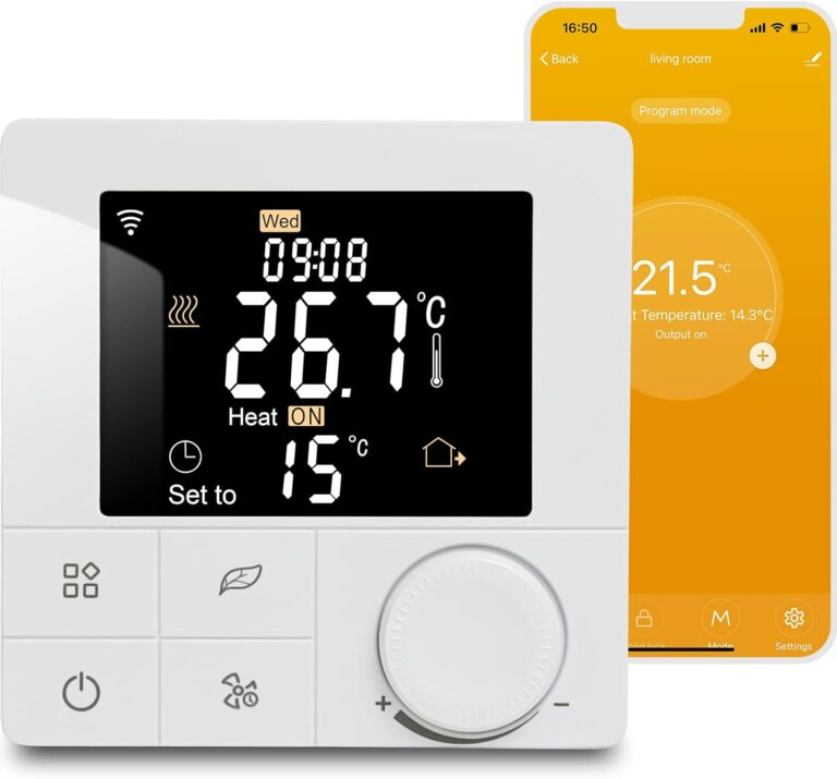 Thermostat Connecté Numériquement, Vaconoff Thermostat Électrique De Chauffage Au Sol, Thermostat De Pièce, Thermostat Mural Smart Home Compatible avec Alexa/Google Assistant/Tuya 16A