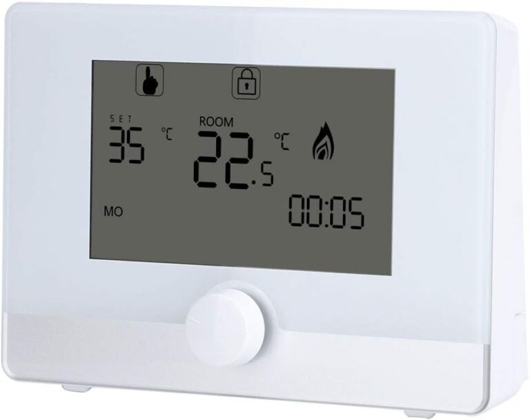 Thermostat numérique programmable, contrôleur de température Programmable pour système de Chauffage de chaudière Murale 2 Piles AA 1,5 V (Non incluses),régulateur de température (Blanche)