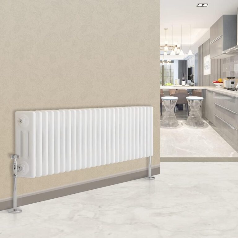 WarmeHaus Radiateur traditionnel horizontal à triple colonne en fonte Blanc 300 x 1190 mm