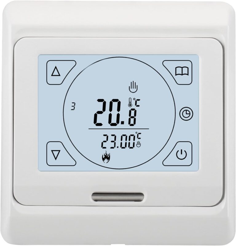 Wengart Thermostats de Chauffage hebdomadaires programmables à écran Tactile WG809, AC230V 3A Fonctionne pour Chauffage au Sol radieux Blanc