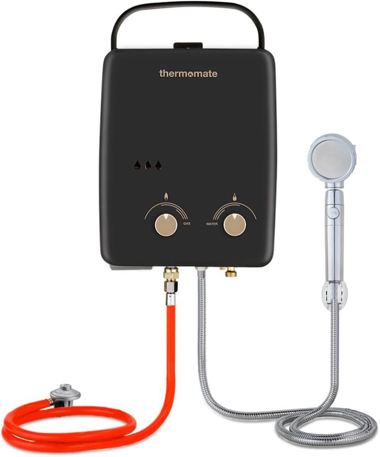 thermomate AZ132B Chauffe-eau portable au propane 5 l sans réservoir pour douches en plein air, chevaux, camping, camping-car